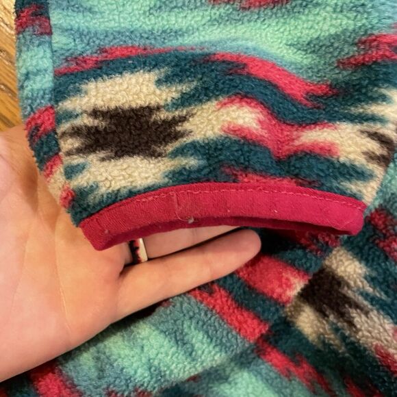 Women’s XS Patagonia Synchilla Fleece Pullover Aztec Wild Desert Teal Pink Rare - Picture 11 of 13